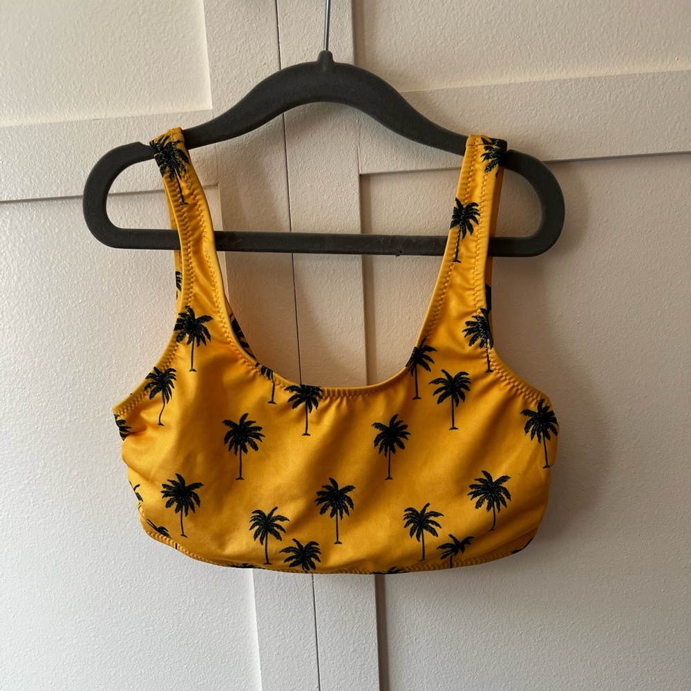 Zara Girls NWOT Yellow Palm Trees Bikini Top Kids Bathing‎ Suit Top Size 11-12